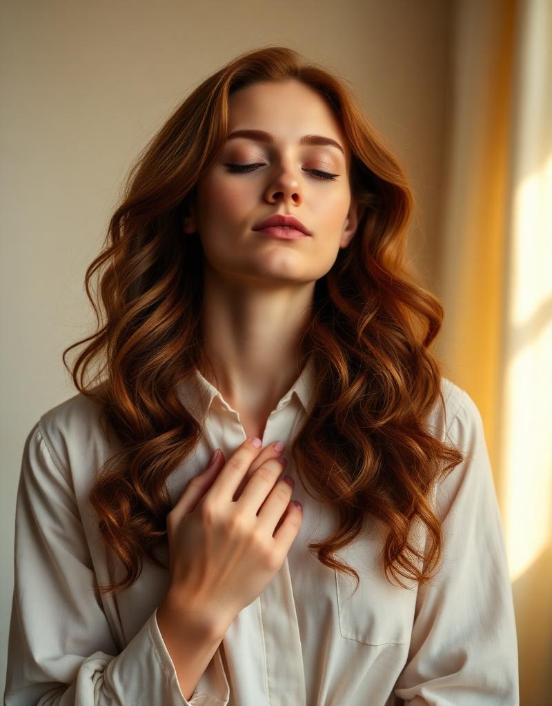 Mulher em momento de oração e introspecção